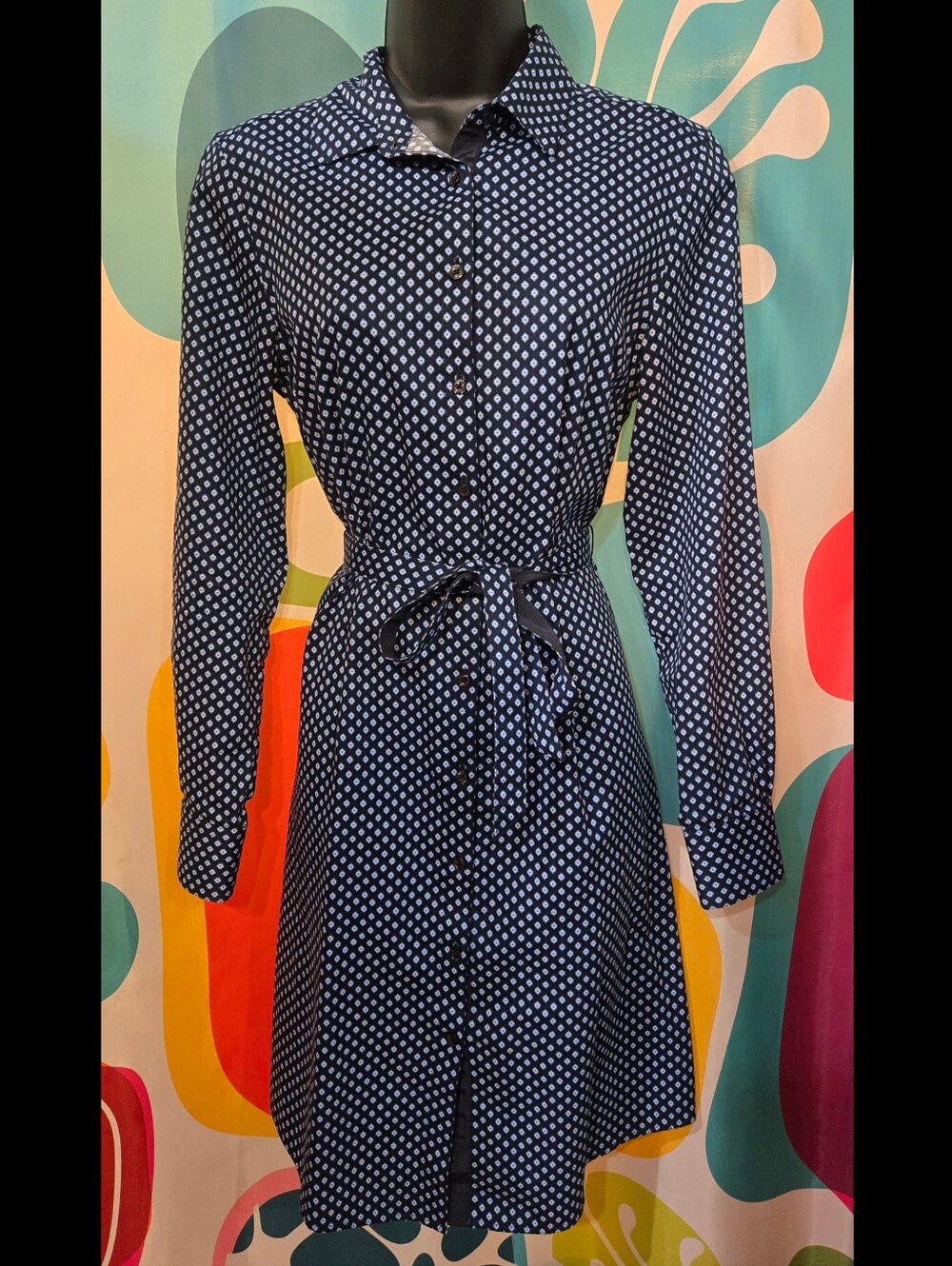 Brooks Brothers Classic Shirt Dress In Navy Menswear Tie Print